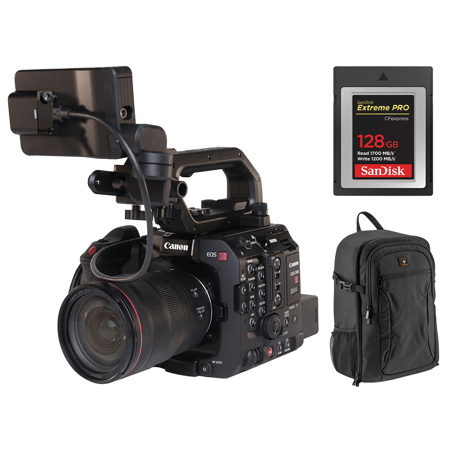 Canon EOS C400 Cinema Camera with RF 24-70mm f/2.8 L IS USM Lens, Bundle with 128GB CFexpress Type-B Memory Card, Backpack