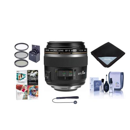 Canon EF-S 60mm f/2.8 Macro USM Lens with Free Basic Accessory Bundle (PC)