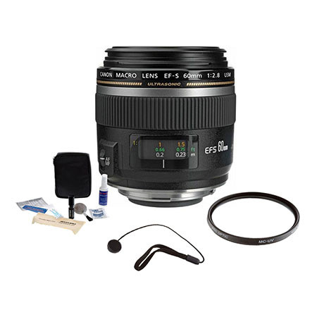 Canon EF-S 60mm f/2.8 Macro USM Lens with Free Basic Accessory Bundle