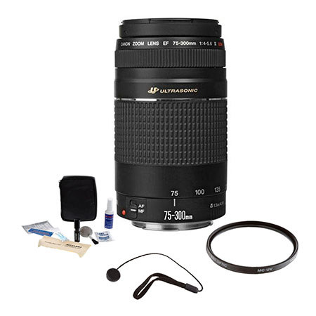 Canon EF 75-300mm F/4-5.6 III USM Lens/Filter BUNDLE,USA