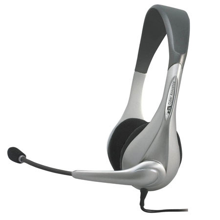 Cyber Acoustics AC-401 Stereo Headset/Microphone, Silver