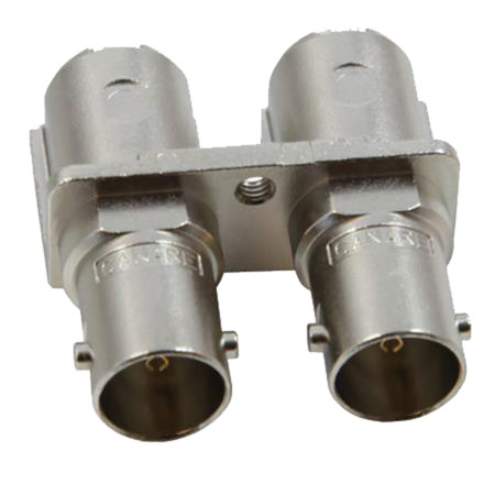 Canare 75 Ohm BNC PCB Mount Receptacle, Right Angle - Dual Jack