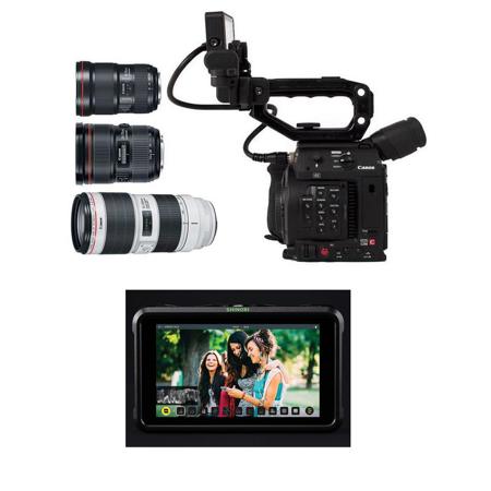 Canon EOS C200 Cinema Camera with Triple Lens Kit And Atomos Shinobi SDI Monitor