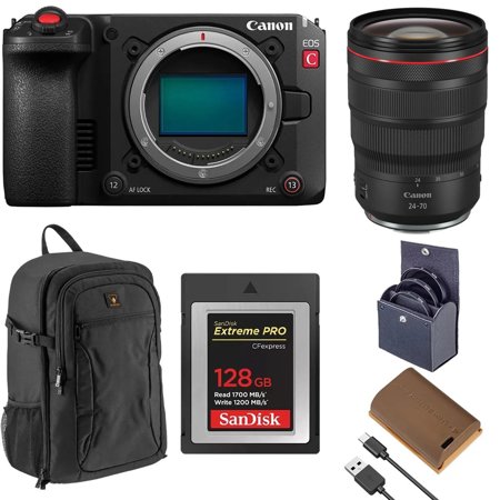 Canon EOS C50 Cinema Camera, Bundle with RF 85mm f/1.4 L VCM Lens, 128GB CFexpress Type-B Memory Card, Extra Battery, Backpack and Filter Kit
