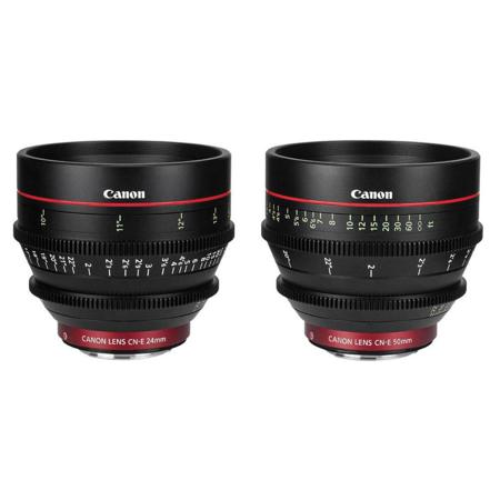 Canon Cinema Prime EF Mount 2 Lens Bundle 24mm T1.5 L F Lens and 50mm T1.3 L F