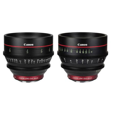 Canon Cinema Prime EF Mount 2 Lens Bundle /24mm T1.5 L F Lens and 85mm T1.3 L F