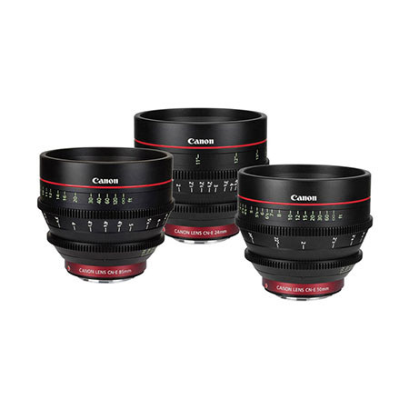 Canon CN-E Cine 3 Lens Bundle, with Canon CN-E 24mm, CN-E 50mm, CN-E 85mm Lenses