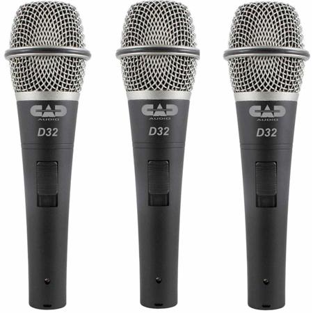 CAD Audio CADLive D32 Supercardioid Dynamic Vocal Microphone, 3 Pack