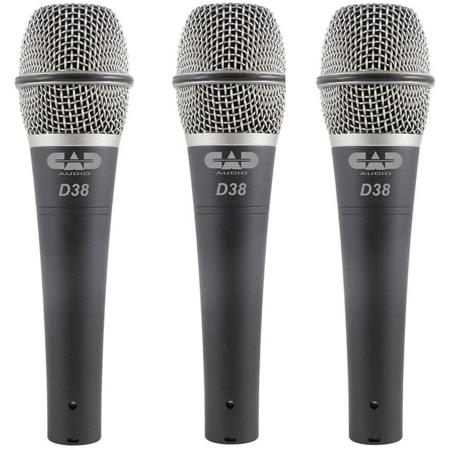 CAD Audio CADLive D38 Supercardioid Dynamic Instrument Microphone, 3 Pack