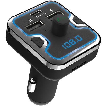 Car And Driver Wireless FM Transmitter and 12V Car Charger, Black