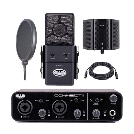 CAD Audio E100SP Studio Pack with Equitek E100Sx Condenser Mic, CX2 Audio Interface, AS10 Acoustic Enclosure, VP1 Pop Filter, CLC25 XLR Cable