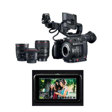 Canon EOS C200 4K Cinema Camera with Prime Lens Bundle & Atomos Shinobi Monitor