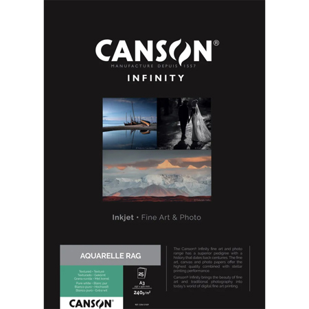Canson Infinity ARCHES Aquarelle Rag White Matte Inkjet Paper, 11x17", 25 Sheets
