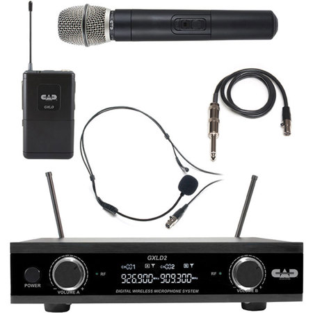 CAD Audio GXLD2HB Digital Dual-Channel Wireless Combo System with Handheld & Bodypack Microphone System, AI: 909.3 to 926.8 MHz