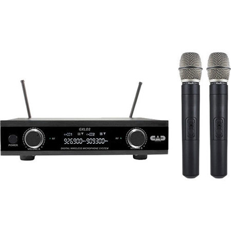 CAD Audio GXLD2HH Digital Dual-Channel Wireless Dual Handheld Microphone System with D38 Capsule Microphone, AH: 902.9 to 915.5 MHz