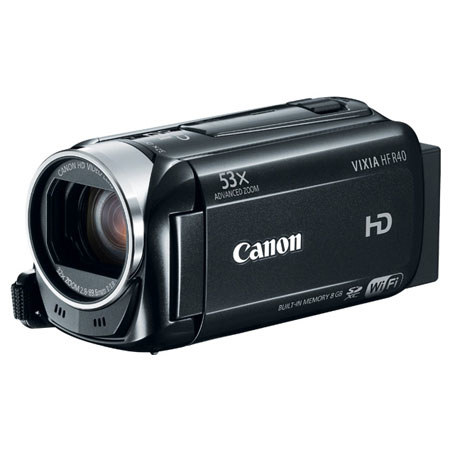 Canon VIXIA HF R40 Full HD Camcorder, 3.28 Megapixel, 8GB Internal Flash Memory, 53x Advaced Zoom, Optical Image Stabilization, WiFi
