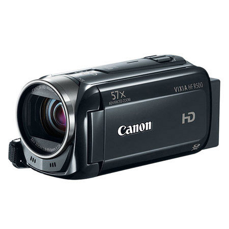 Canon VIXIA HF R500 1080p Full HD Camcorder - Black With Basic Accessory Bundle