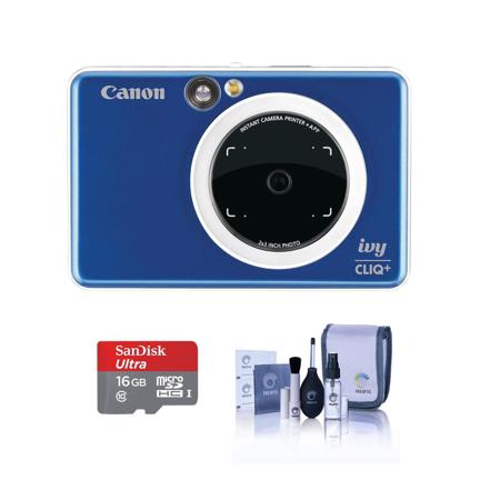 Canon Ivy Cliq+ Instant Camera Printer Sapphire Blue W/16GB MicroSDHC Card/Clean