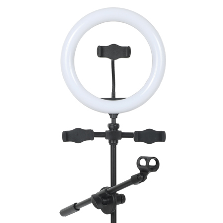 CAD Audio PodMaster LS5 10" LED Desktop Ring Light with 3x Phone Holders and Microphone Boom Arm