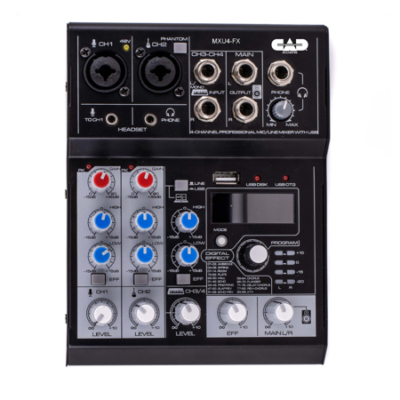 CAD Audio MXU4-FX 4-Channel Analog Mixer with USB Interface and Digital Effects