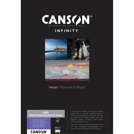 Canson Infinity 17x22" Rag Photographique Duo Matte Inkjet Paper, 25 Sheets