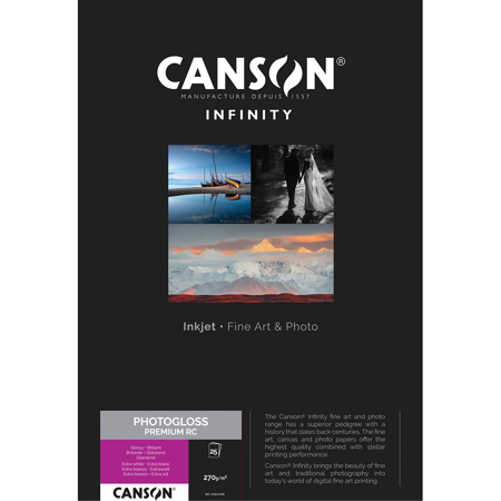 Canson Infinity PhotoGloss Premium RC Extra Smooth Gloss Inkjet Paper, 25 Sheets 11x17"