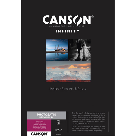 Canson Infinity 8.5x11" PhotoSatin Premium RC Satin Inkjet Paper, 25 Sheets