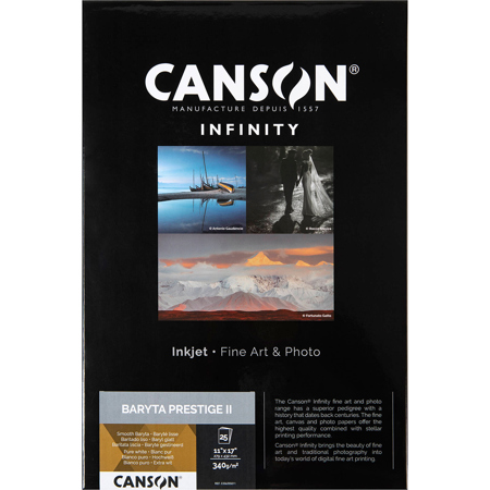 Canson Infinity Baryta Prestige II Smooth Gloss Inkjet Paper, 340gsm 11x17" 25 Sheets