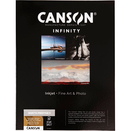 Canson Infinity Baryta Prestige II Smooth Gloss Inkjet Paper, 340gsm 17x22" 25 Sheets