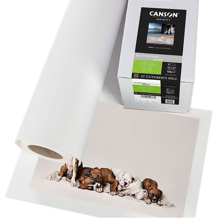 Canson Infinity Somerset Enhanced Velvet Soft Textured Matte Inkjet Paper Roll 330gsm 60"x40'