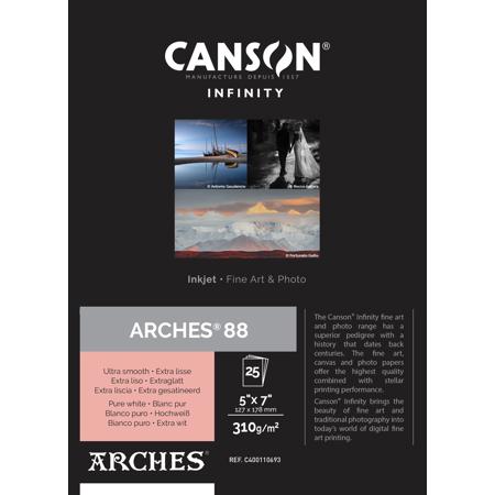 Canson Infinity ARCHES 88 Pure White Matte Inkjet Paper, 5x7", 25 Sheets