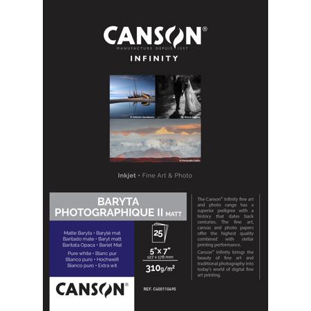 Canson Infinity Baryta Photographique II Matte Paper, 310gsm, 5x7", 25 Sheets