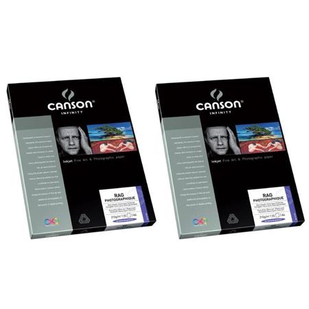 Canson Infinity 2 Pack Rag Photographique 100% Cotton Rag, Ultra Smooth White Matte Inkjet Paper, 210gsm, 8.5x11", 25 Sheets