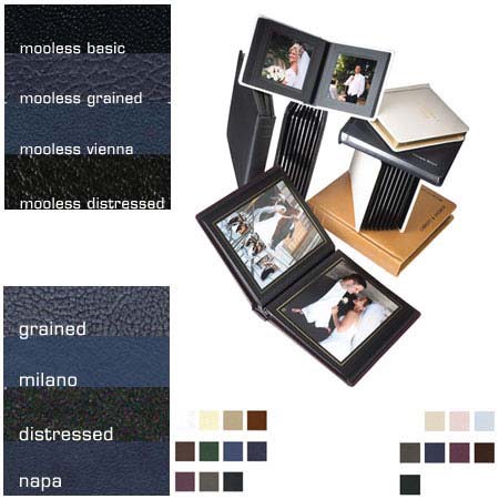 Capri Gallery Slip-In Series Library Bound Album, 36 Pages, Holds 72 - 8x10" Photos, Basic Black Leatherette Cover and Black Pages with Silver Gilding.