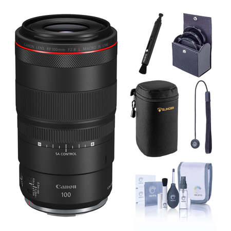 Canon RF 100mm f/2.8 L Macro IS USM Lens, Bundle with ProOptic 67mm Filter Kit, Cleaning Kit, Lens Cap Tether, Lens Pouch, Lens Cleaner
