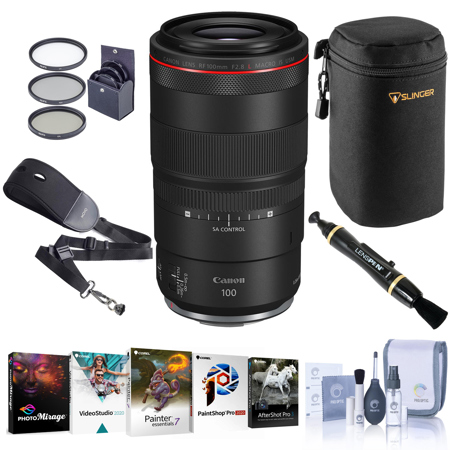 Canon RF 100mm f/2.8 L Macro IS USM Lens with PC Software & Accessories Kit