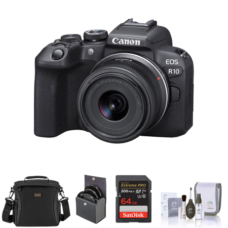 Canon EOS R10 Mirrorless Camera with RF-S 18-45mm f/4.5-6.3 IS STM Lens Bundle