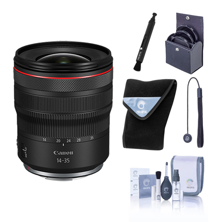 Canon RF 14-35mm f/4 L IS USM Lens, Bundle with ProOptic 77mm Filter Kit, Lens Cleaner, Lens Cap Tether, Cleaning Kit, Lens Wrap