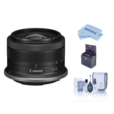 Canon RF-S 18-45mm f/4.5-6.3 IS STM Lens, Bundle with 49mm Filter Kit, Cleaning Kit and Microfiber Cleaning Cloth