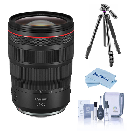 Canon RF 24-70mm f/2.8 L IS USM Lens, Bundle with Vanguard VEO 3 GO 235AB 23mm 5-Section Aluminum Travel Tripod with T-50 Ball Head, Cleaning Kit, Cleaning Cloth