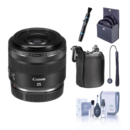 Canon RF 35mm f/1.8 Macro IS STM Lens, Bundle with ProOptic 52mm FIlter Kit, Cleaning Kit, Lens Cleaner, Lens Pouch, Lens Cap Tether