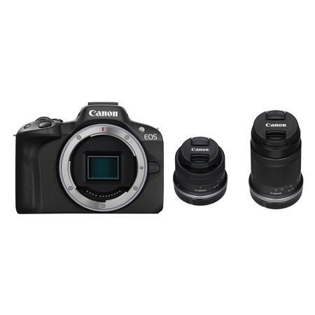 Canon EOS R50 Mirrorless Camera w/18-45mm f/4.5-6.3, 55-210mm f/5-7.1  Lens,Black 5811C022