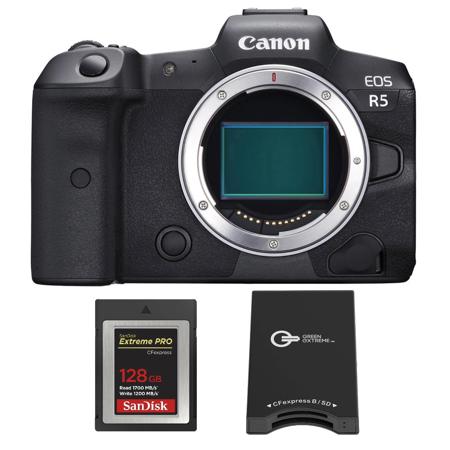 Canon EOS R5 Mirrorless Camera with 128GB CFexpress Card, Reader 4147C002 B