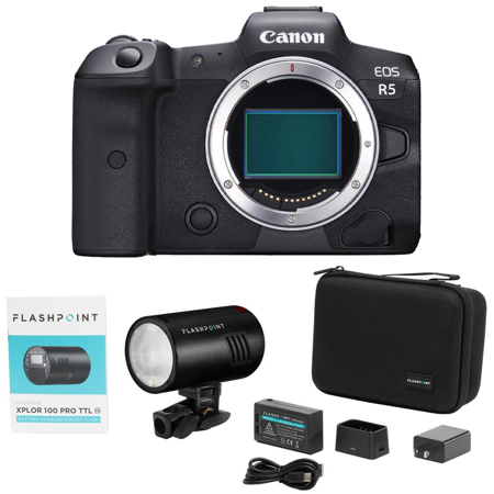 Canon EOS R5 Mirrorless Camera, Bundle with XPLOR 100 Pro TTL R2 Monolight