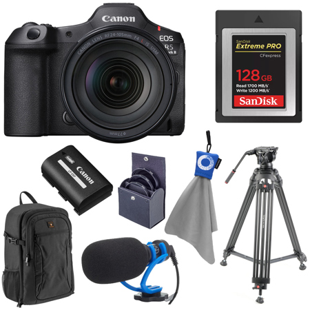 Canon EOS R5 Mark II Camera w/RF 24-105mm f/4 L IS USM Lens with Accessories Kit