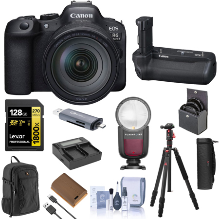 Canon EOS R6 Mark II Camera with RF 24-105mm f/4 L IS USM Lens and Battery Grip