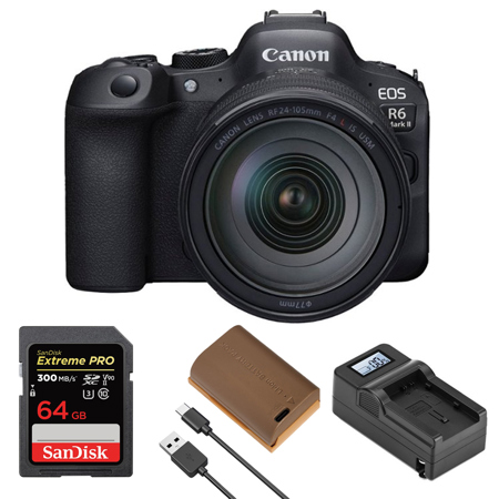 Canon EOS R6 Mark II Body Mirrorless Digital Camera with RF24-105mm F4 L IS  USM Lens in Black