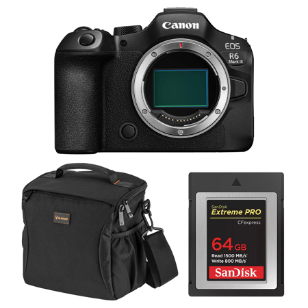 Canon EOS R6 Mark III Mirrorless Camera, Black, Bundle with 64GB CFexpress Type-B Card, Alpine 160 Multi-Device Shoulder Bag