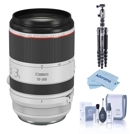 Canon RF 70-200mm f/2.8 L IS USM Lens, Bundle with Vanguard VEO 3 GO 235AB 23mm 5-Section Aluminum Travel Tripod with T-50 Ball Head, Cleaning Kit, Cleaning Cloth
