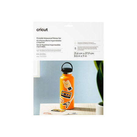Cricut Printable Waterproof Holographic Sticker Set, 8.5x11", Transparent, 5-Sheets